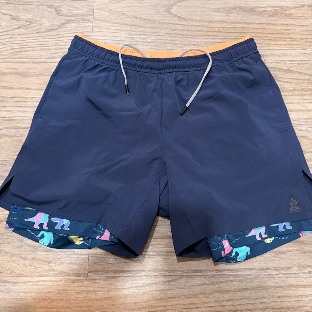Chubbies Navy Athletic Shorts with Multicolor Accents